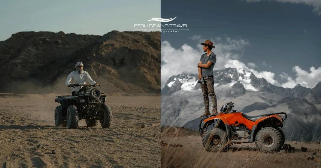 Passeios de quadriciclo no Peru deserto costeiro versus montanhas andinas