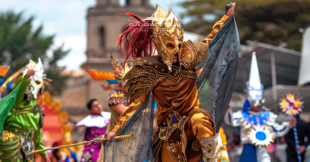 Traje tradicional de Manolo, dança do carnaval de Cajamarca, carnaval no Peru, danças tradicionais